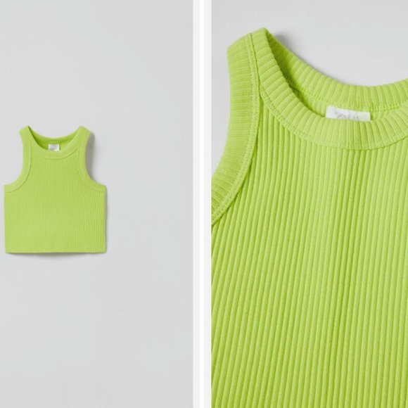 Lime Green Ribbed Tank Top - Picture 4 of 4